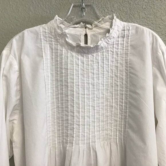 VELVET Graham & Spencer White Pintuck Blouse High Neck Women’s Size XL - Picture 2 of 10